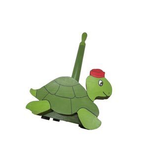 Turtle Paper Towel Holder Vintage Handmade Crafts Wooden Novelty Decor Kitsch